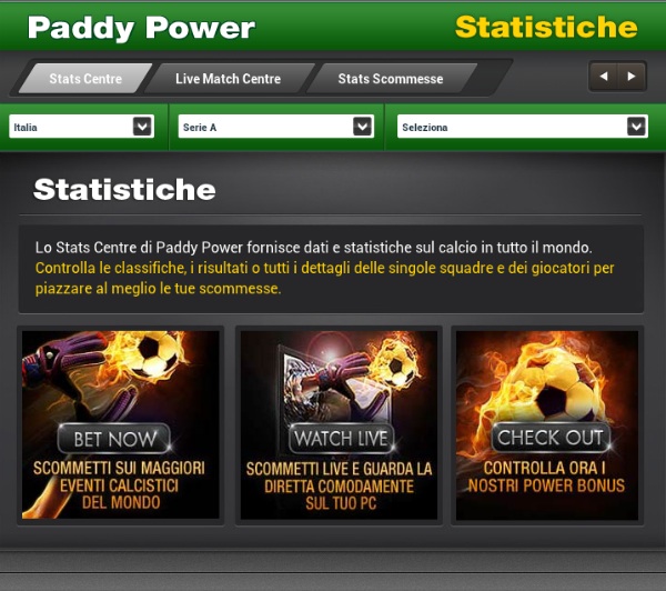 Statistiche paddypower