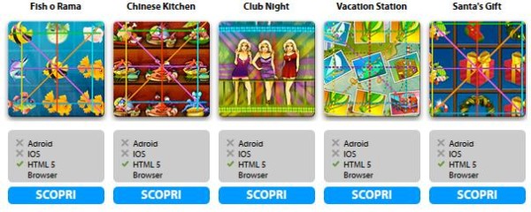 I giochi del casino mobile di Winga