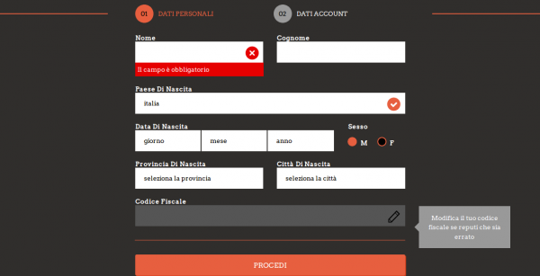 Modulo di registrazione di Leovegas.it casinò