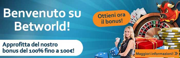 betworld bonus benvenuto casino 100 euro