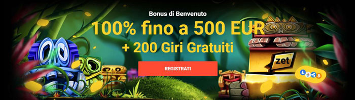 zet casino bonus benvenuto