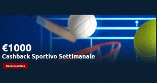 Tornado Bet offre un cashback settimanale fino a 1.000€ sullo sport