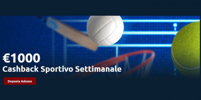 Tornado Bet offre un cashback settimanale fino a 1.000€ sullo sport