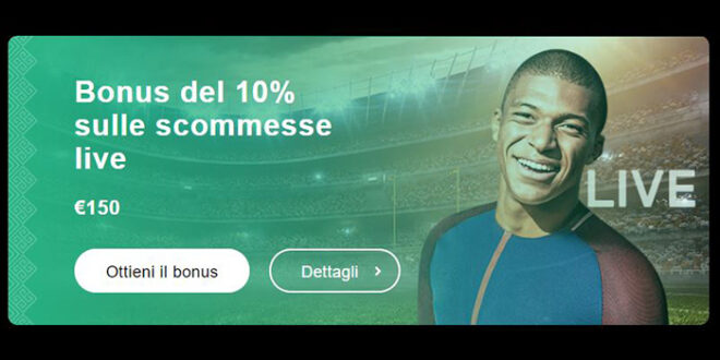 Bonus del 10% sulle scommesse live con Librabet